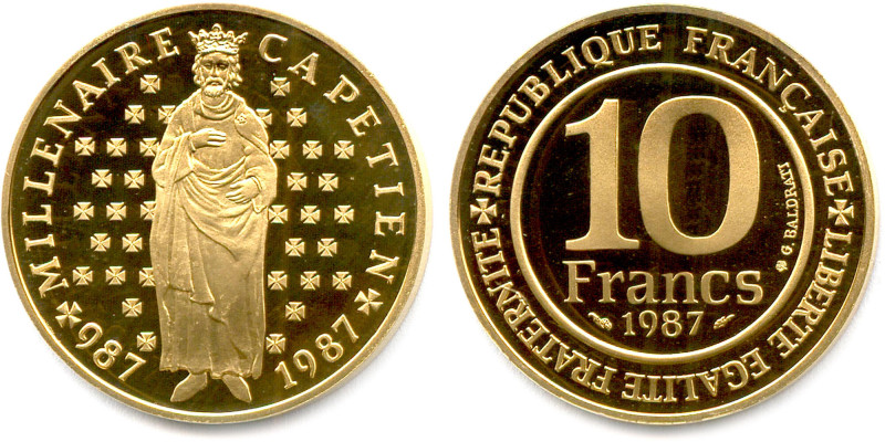 Ve RÉPUBLIQUE 1958-
10 Francs or Millénaire de Saint-Louis 1987. (11,97 g) 
Fl...