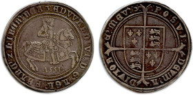 ANGLETERRE - ÉDOUARD VI Fils d’Henri VIII et sa 3e épouse Jeanne Seymour 1547-1553
EDVVARD : VI : D : G : AGL : FRANC : Z : hIBER : REX y. Le roi à c...
