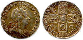 ANGLETERRE - GEORGES II Fils de George Ier et Sophie Dorothée de Brunswick Lunebourg 1727-1760
Six pence d'argent SSC 1723. (2,99 g) ♦ S 3652 
Super...
