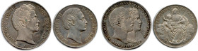 ALLEMAGNE - BAVIÈRE 
Deux monnaies en argent : 
Louis Ier 1825-1848 Double-thaler 1842 Munich ♦ Dav 588 (37,14 g) ; 
Louis II 1864-1886 Thaler n.d....