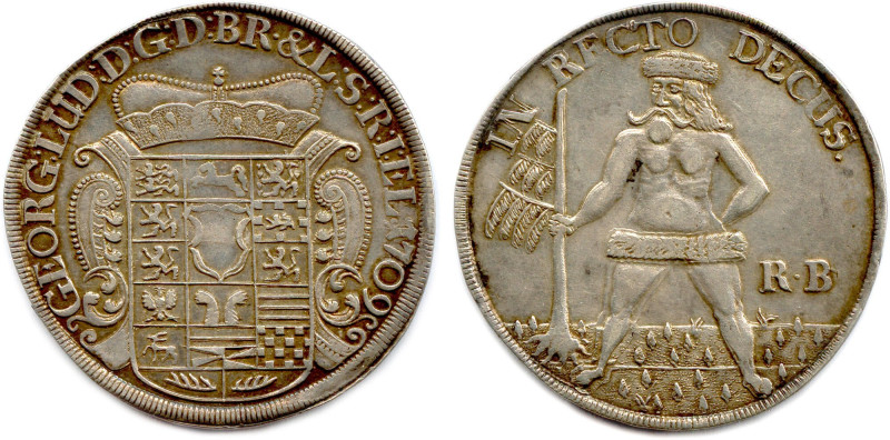 ALLEMAGNE - BRUNSWICK CALENBERG HANNOVER 
GEORGE LUDWIG 1698-1727
Thaler d'arg...