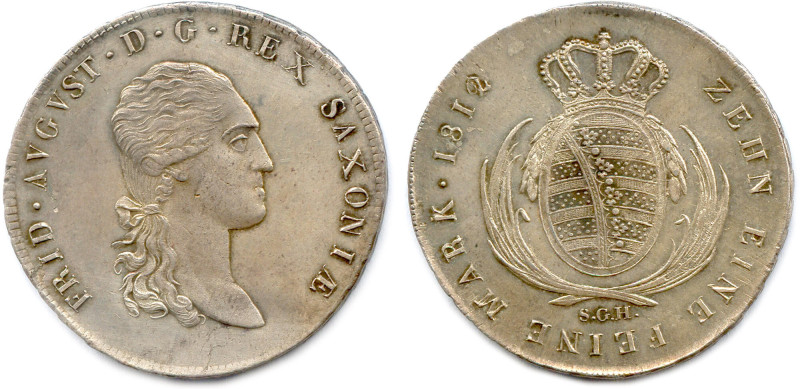 ALLEMAGNE - SAXE - FRIEDRICH AUGUST 1806-1827
Thaler d'argent 1812 SGH Dresden....