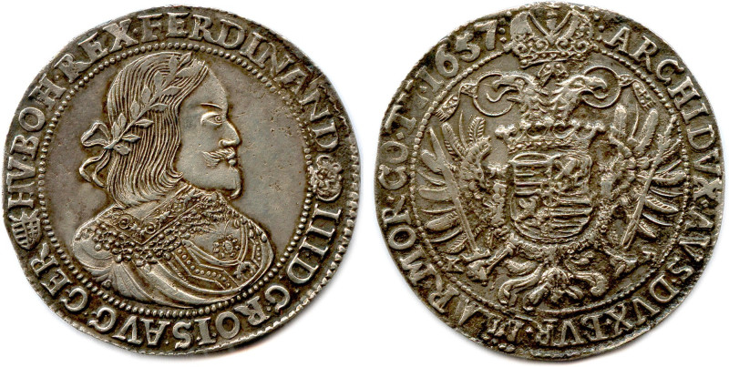 AUTRICHE - HABSBOURG - FERDINAND III 1637-1657
Thaler d'argent 1657 Kremnitz. (...