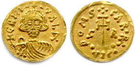 ITALIE - BÉNÉVENT - GRIMOALD III Prince Lombard 788-792
Tremissis (tiers de sou d'or) non daté (788-792). (1,27 g) ♦ Fr 106 ; BMC Vandals 171, 6 ; Sa...