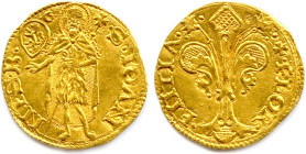 ITALIE - FLORENCE RÉPUBLIQUE 1189-1533
Florin d'or non daté (écu au lion et G). (3,49 g) ♦ Fr 276 
Très beau. 

Estimate: EUR 600 - 650