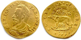 ITALIE - PARME - ALEXANDRE FARNÈSE 1586-1592
Double-doppia d'or 1599. (13,01 g) ♦ Fr 899 
T.B. 

Estimate: EUR 700 - 750