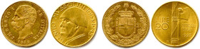 ITALIE - UMBERTO ET VICTOR EMMANUEL
Deux monnaies d'or :
20 Lire Umberto (1878-1900) 1889 R
Fantaisie de 20 Lire 1923 Victor Emmanuel (1900-1946) M...