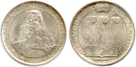 ITALIE - SAN MARINO RÉPUBLIQUE 
20 Lire argent 1932 Rome. (15,02 g) ♦ Dav 303 
Superbe. 

Estimate: EUR 50 - 60