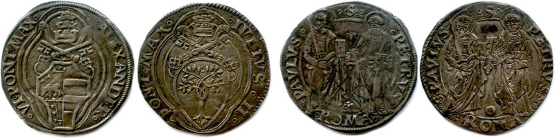 ITALIE - VATICAN - ALEXANDRE VI BORGIA et JULES II 
Deux monnaies d'argent : 
...