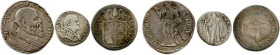 ITALIE - VATICAN 
Trois monnaies d'argent : 
Teston an III (Saint Pierre) Rome de Sixte V (1585-1590) ; Gros 1615 Rome de Paul V (1605-1621) ;
Giul...