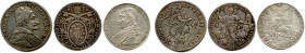 ITALIE - VATICAN 
Trois monnaies d'argent : 
Innocent XI (1676-1686) 
Piastre an I Saint Mathieu ;
Pie VI (1775-1799)
Scudo (Église) 1780 ;
Léon...