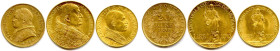ITALIE - VATICAN 
Trois monnaies d'or : 
20 Lire 1866 Pie IX (1848-1878) ; 100 Lire 1931 Pie XI (1922-1939) ; 100 Lire 1940 Pie XII (1939-1958). 
S...