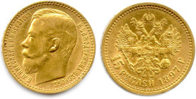 RUSSIE - NICOLAS II 1894-1917
15 Roubles or 1897 Saint Petersbourg. (12,90 g) ♦ Fr 177 
Superbe. 

Estimate: EUR 500 - 550