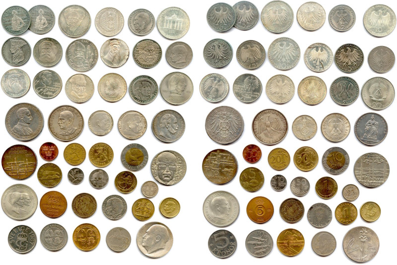 Lot de 61 pièces modernes en argent, nickel, cupro-nickel et autres métaux des p...