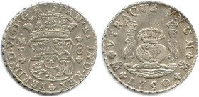 MEXIQUE - FERDINAND VI 1746-1759
8 Reales d'argent 1750 Mexico. (27,12 g) ♦ KM 104 
Très beau. 

Estimate: EUR 100 - 120