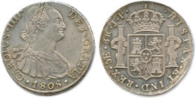 PÉROU - CHARLES IV 1788-1808
8 Reales d'argent 1808 Lima. (27,31 g) ♦ KM 97 
Superbe. 

Estimate: EUR 120 - 150