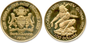 NOUVELLE GUYANE 
100 Dollars d'or pâle (Eldorado) 1976. (5,86 g) ♦ Fr 1 
Superbe. 

Estimate: EUR 120 - 150