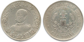 CHINE RÉPUBLIQUE 1912-1949
Dollar d'argent Li Yuan Long. (27,18 g) ♦ KM 321 
Très beau. 

Estimate: EUR 300 - 350