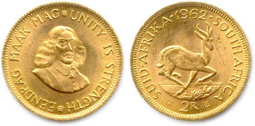 AFRIQUE DU SUD 1960-
2 Rand or 1962. Buste de Jan Van Riebeeck. (8,00 g) ♦ Fr 11 
Superbe. 

Estimate: EUR 300 - 350