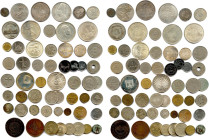 MOYEN ORIENT 
Lot de 57 monnaies en divers métaux : 
Égypte, Yémen, Palestine, Israël, Syrie, Liban, Iran, Arabie, Turquie.
B. Beaux. T.B. Très bea...