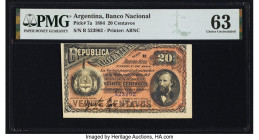 Argentina Banco Nacional 20 Centavos 4.10.1884 Pick 7a PMG Choice Uncirculated 63. Pinholes are noted. 

HID09801242017

© 2022 Heritage Auctions | Al...