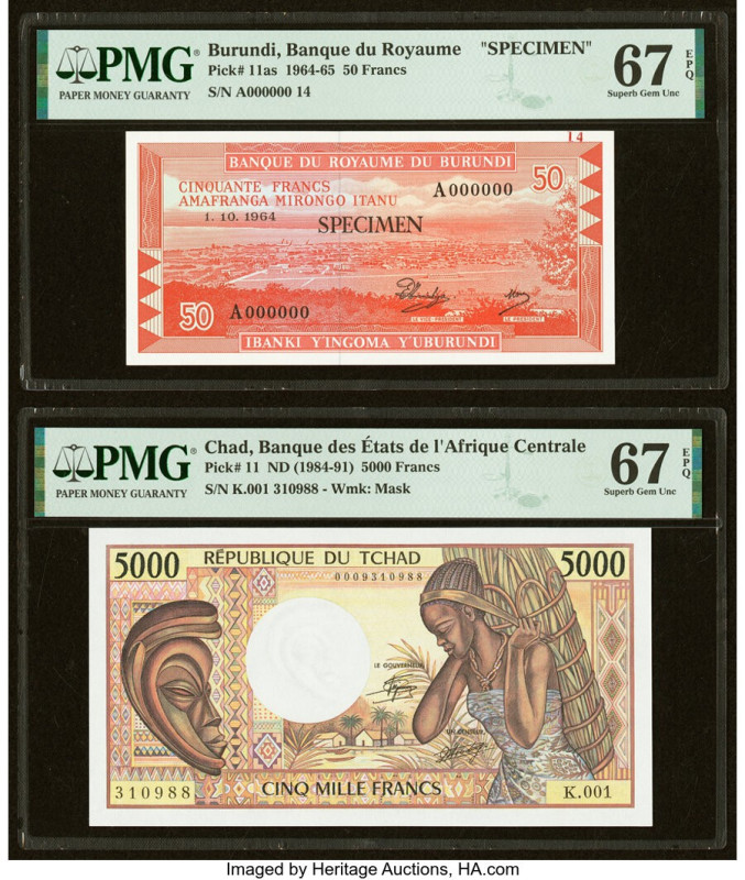Burundi Banque du Royaume du Burundi 50 Francs 1.10.1964 Pick 11as Specimen PMG ...