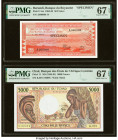 Burundi Banque du Royaume du Burundi 50 Francs 1.10.1964 Pick 11as Specimen PMG Superb Gem Unc 67 EPQ; Chad Banque Des Etats De L'Afrique Centrale 500...