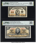 Canada Bank of Canada; Dominion of Canada $100; 25 Cents 2.1.1937; 2.7.1923 BC-27c; DC-24a Two Examples PMG Choice Very Fine 35; Choice Extremely Fine...