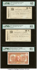 Chile Municipalidad 1 Peso 1.6.1891 Pick UNL Two Examples PMG Uncirulated 62; Choice Uncirculated 63; Paraguay Banco del Paraguay 50 Guaranies 1943 Pi...