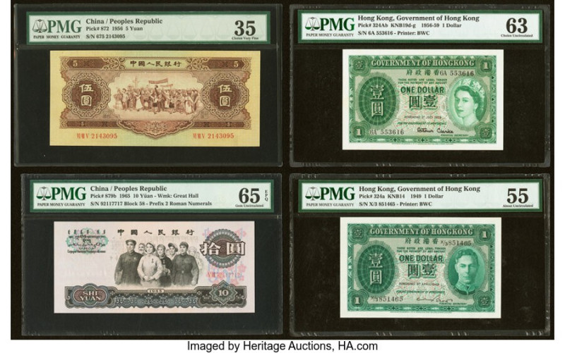 China People's Bank of China 5; 10 Yuan 1956; 1965 Pick 872; 879b Two Examples P...