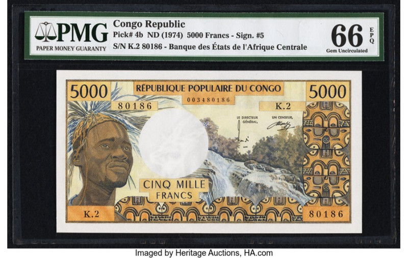 Congo Republic Banque des Etats de l'Afrique Centrale 5000 Francs ND (1974) Pick...