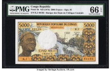Congo Republic Banque des Etats de l'Afrique Centrale 5000 Francs ND (1974) Pick 4b PMG Gem Uncirculated 66 EPQ. 

HID09801242017

© 2022 Heritage Auc...