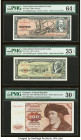 Cuba Banco Nacional de Cuba 10; 5 Pesos 1960; 1958 Pick 88c; 91a Two Examples PMG Choice Uncirculated 64 EPQ; Choice Very Fine 35 EPQ; Germany Federal...