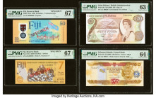 Fiji Reserve Bank of Fiji 50; 7 Dollars 2020; 2020 (ND 2022) Pick 121as; 122s Two Specimen PMG Superb Gem Unc 67 EPQ (2); Saint Helena Government of S...
