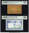 French Indochina Gouvernement General de l'Indochine 20 Cents ND (1939) Pick 86d PMG Choice Uncirculated 63 EPQ; French Indochina Institut d'Emission ...