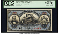 Greece National Bank of Greece 25 Drachmai 15.12.1918 Pick 65s Specimen PCGS Gem New 65PPQ. Two POCs are noted. 

HID09801242017

© 2022 Heritage Auct...