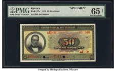 Greece National Bank of Greece 50 Drachmai 1923 Pick 75s Specimen PMG Gem Uncirculated 65 EPQ. Two POCs are noted. 

HID09801242017

© 2022 Heritage A...