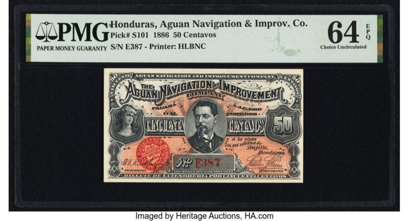 Honduras Aguan Navigation and Improvement Company 50 Centavos 25.6.1886 Pick S10...