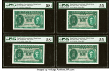 Hong Kong Government of Hong Kong 1 Dollar 9.4.1949 Pick 324a KNB14 Four Examples PMG Choice About Unc 58 EPQ (2); About Uncirculated 55 (2). 

HID098...