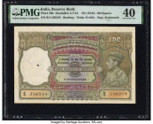 India Reserve Bank of India 100 Rupees ND (1943) Pick 20b Jhun4.7.2A PMG Extremely Fine 40. Staple holes at issue, spindle hole and ink stamp noted. 
...
