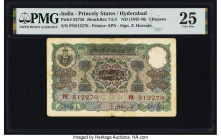 India Princely States, Hyderabad 5 Rupees ND (1945-46) Pick S273d Jhunjhunwalla-Razack 7.6.4 PMG Very Fine 25. Staple holes at issue and a spindle hol...