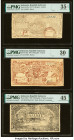 Indonesia Republic Regionals 25; 50; 100 Rupiah 1948; 1947 (2) Pick S147a; S148a; S195c Three Examples PMG Choice Very Fine 35 Net; Very Fine 30; Choi...
