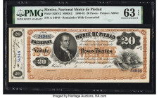 Mexico Nacional Monte de Piedad 20 Pesos 1880-81 Pick S267r2 M693r2 Remainder PMG Choice Uncirculated 63 EPQ. 

HID09801242017

© 2022 Heritage Auctio...