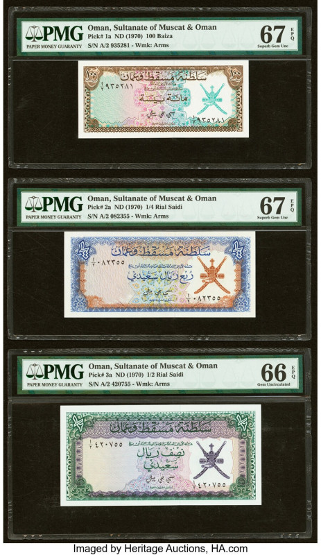 Oman Sultanate of Muscat and Oman 100 Baiza; 1/4; 1/2 Rial Saidi ND (1970) Pick ...