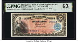 Philippines Bank of the Philippine Islands 5 Pesos 1.1.1912 Pick 7a PMG Choice Uncirculated 63. Minor discoloration mentioned. 

HID09801242017

© 202...