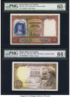 Spain Banco de Espana 500; 100 Pesetas 25.4.1931; 19.2.1946 Pick 84; 131a Two Examples PMG Gem Uncirculated 65 EPQ; Choice Uncirculated 64 EPQ. 

HID0...