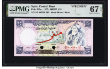 Syria Central Bank of Syria 25 Pounds 1977 / AH1397 Pick 102as Specimen PMG Superb Gem Unc 67 EPQ. Two POCs are present on this example. 

HID09801242...
