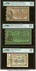 Uruguay Republica Oriental del Uruguay 50 (2) Centesimos; 1 Peso 4.5.1870 (2); 25.1.1875 Pick A109b; A110a; A117 Three Examples PMG Fine 12 (2); Choic...