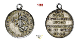 BATTAGLIA DI FERE-CHAMPENOISE 1814 Opus Loos D/ La Vittoria in volo con corona e spada R/ Scritte Bramsen 1358 Sommer A165/47 (RRR) Ag g 1,57 mm 15 • ...
