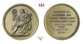 LUDOVICO IX, RE DEI FRANCHI, REDIVIVO 1814 Opus H. Roussel D/ San Luigi seduto, in armatura coperta dal mantello reale, regge con la d. lo scettro e l...
